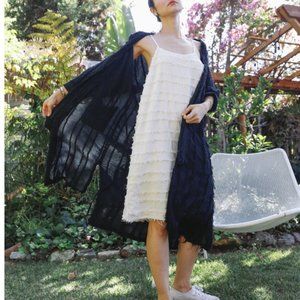 Nico Nico ROWENA SLIP COTTON DRESS - STRIPED VOILE, Size S, Natural - NEW